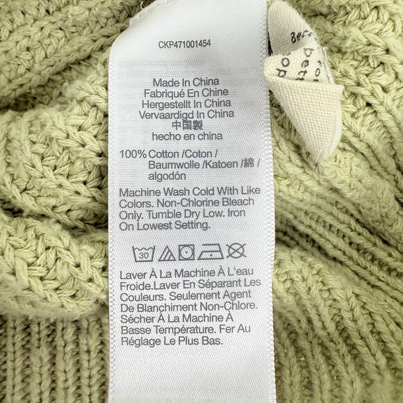 Madewell Textural-Knit Pullover Sweater Medium Pale Green Cropped Boxy Cotton - Picture 11 of 16